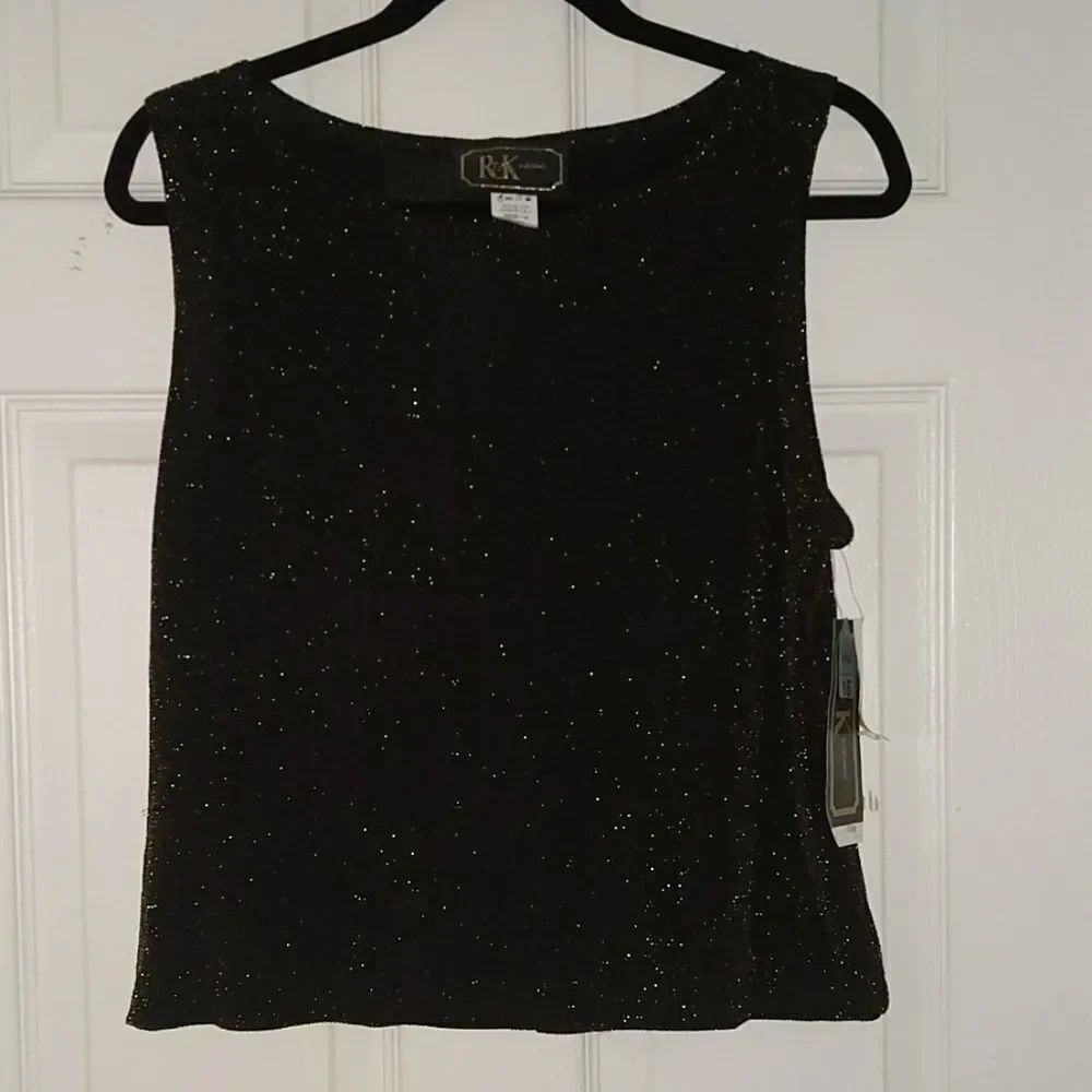 R&K Evening black  shimmery elegant blouse Sz 16
